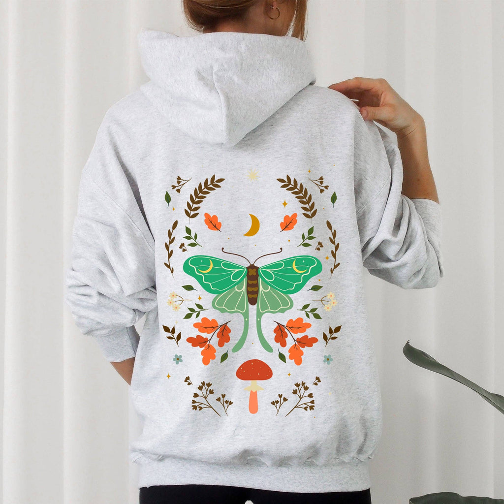 Mystical Moth and Moon, Enchanted Floral Night Sky - Adult & Kids T-Shirts, Sweatshirts & Hoodies apparel design preview 1
