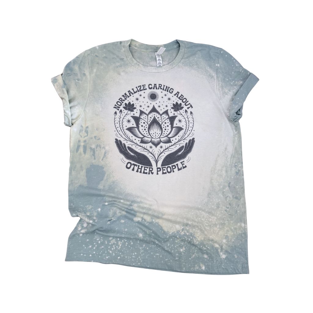Normalize Caring About Other People Bleached Lotus - Adult & Kids T-Shirts, Sweatshirts & Hoodies apparel design preview 1