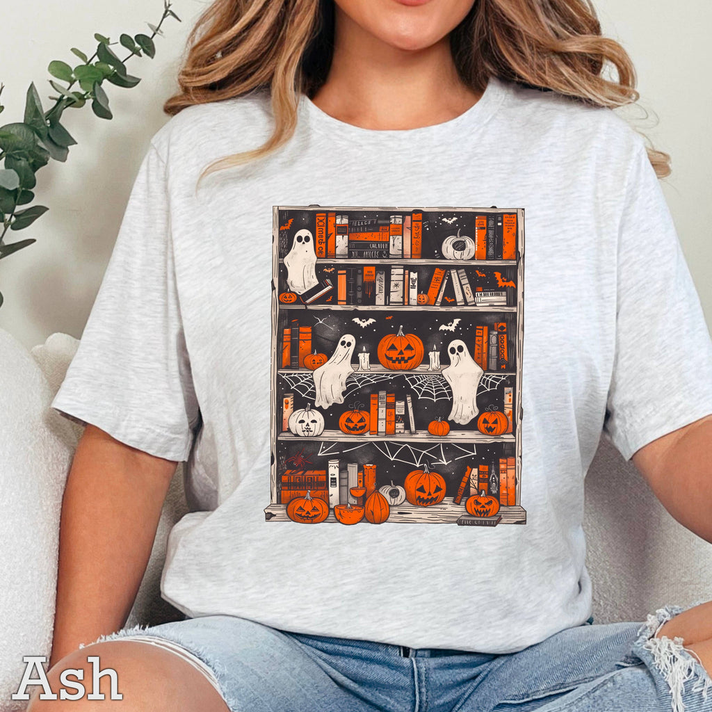 Halloween 2025 Ghost Bookcase Women'S Graphic Gildan - Adult & Kids T-Shirts, Sweatshirts & Hoodies apparel design preview 1