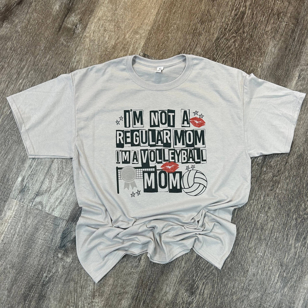 I'M Not A Regular Mom Volleyball On Silver - Adult & Kids T-Shirts, Sweatshirts & Hoodies apparel design preview 1