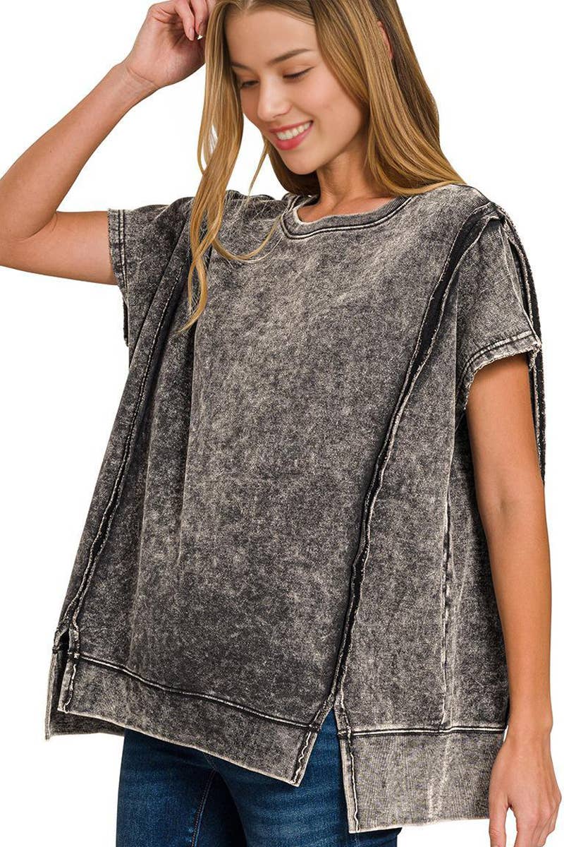 1202 French Terry Acid Washed Hi Low Top SI-27686 - Adult & Kids T-Shirts, Sweatshirts & Hoodies apparel design preview 1