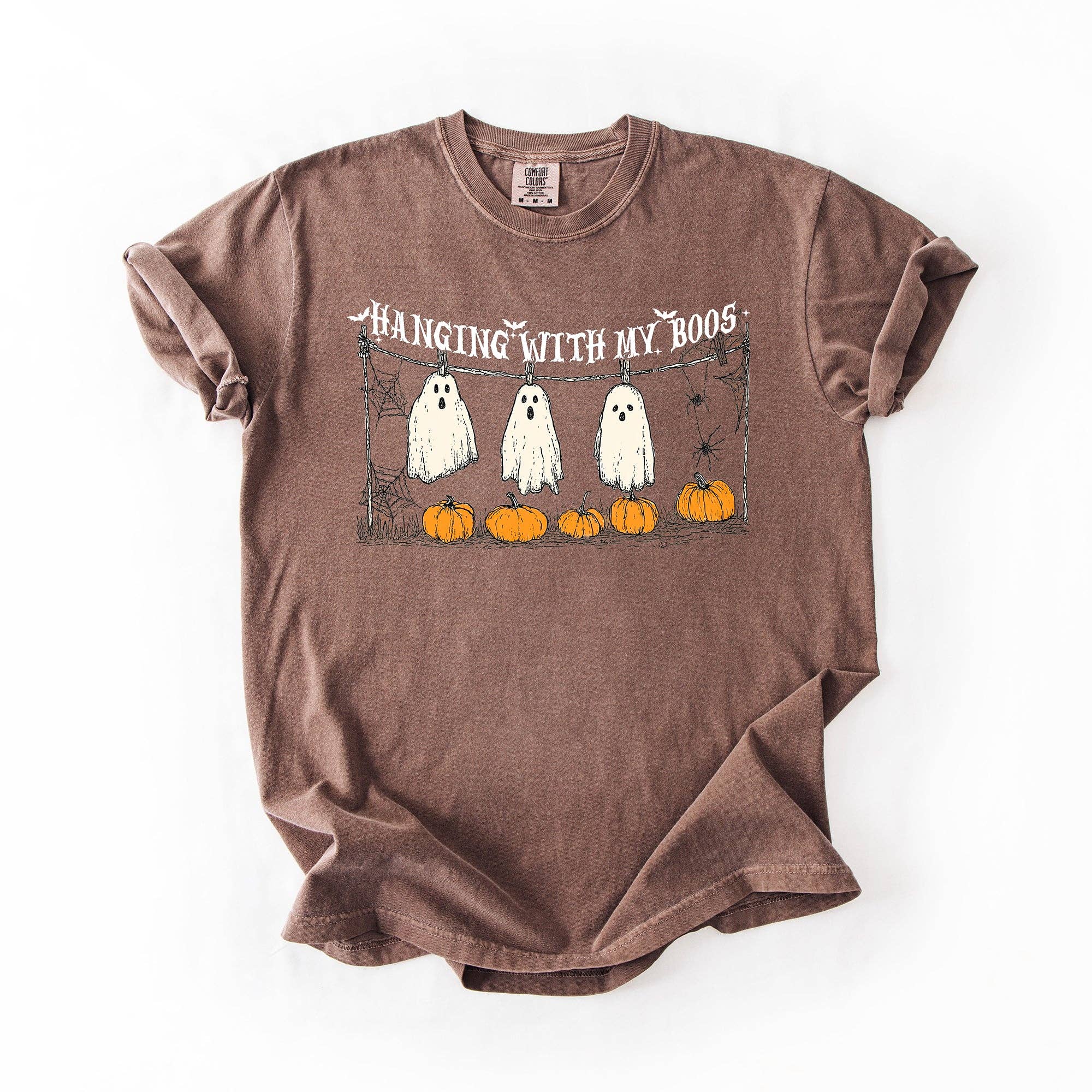 Hanging with My Boos, Ghosts, Halloween Pumpkins - Adult & Kids T-Shirts, Sweatshirts & Hoodies apparel design preview 1