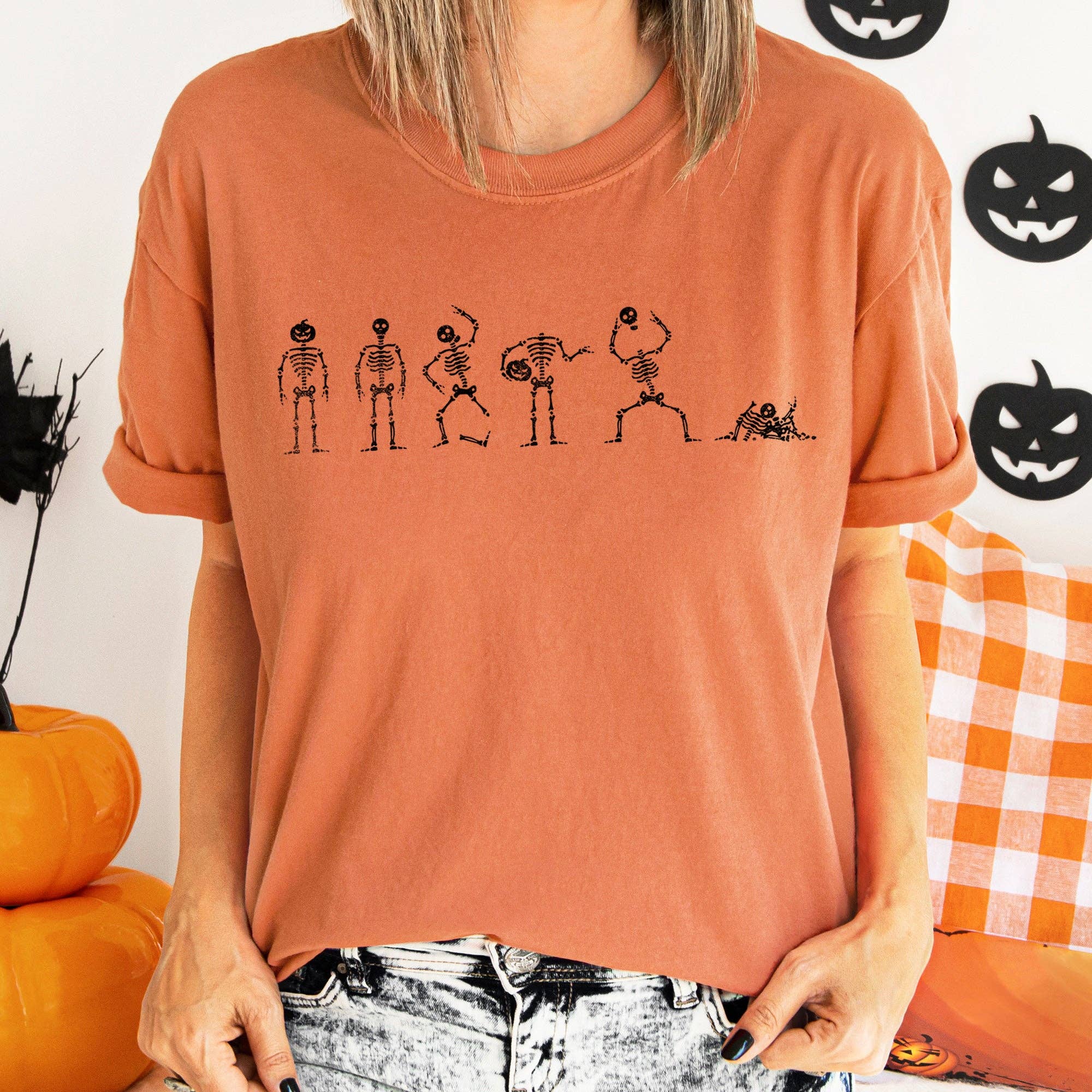 Six Dancing Skeletons Black Print - Adult & Kids T-Shirts, Sweatshirts & Hoodies apparel design preview 1