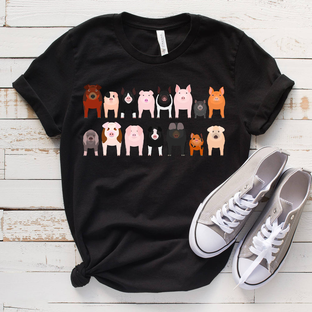 Pig Breeds Animal Lovers Farm Animals - Adult & Kids T-Shirts, Sweatshirts & Hoodies apparel design preview 1