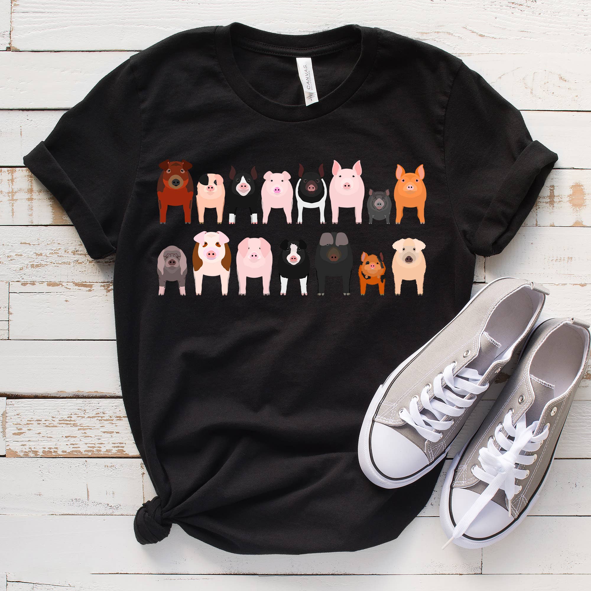 Pig Breeds Animal Lovers Farm Animals - Adult & Kids T-Shirts, Sweatshirts & Hoodies apparel design preview 1