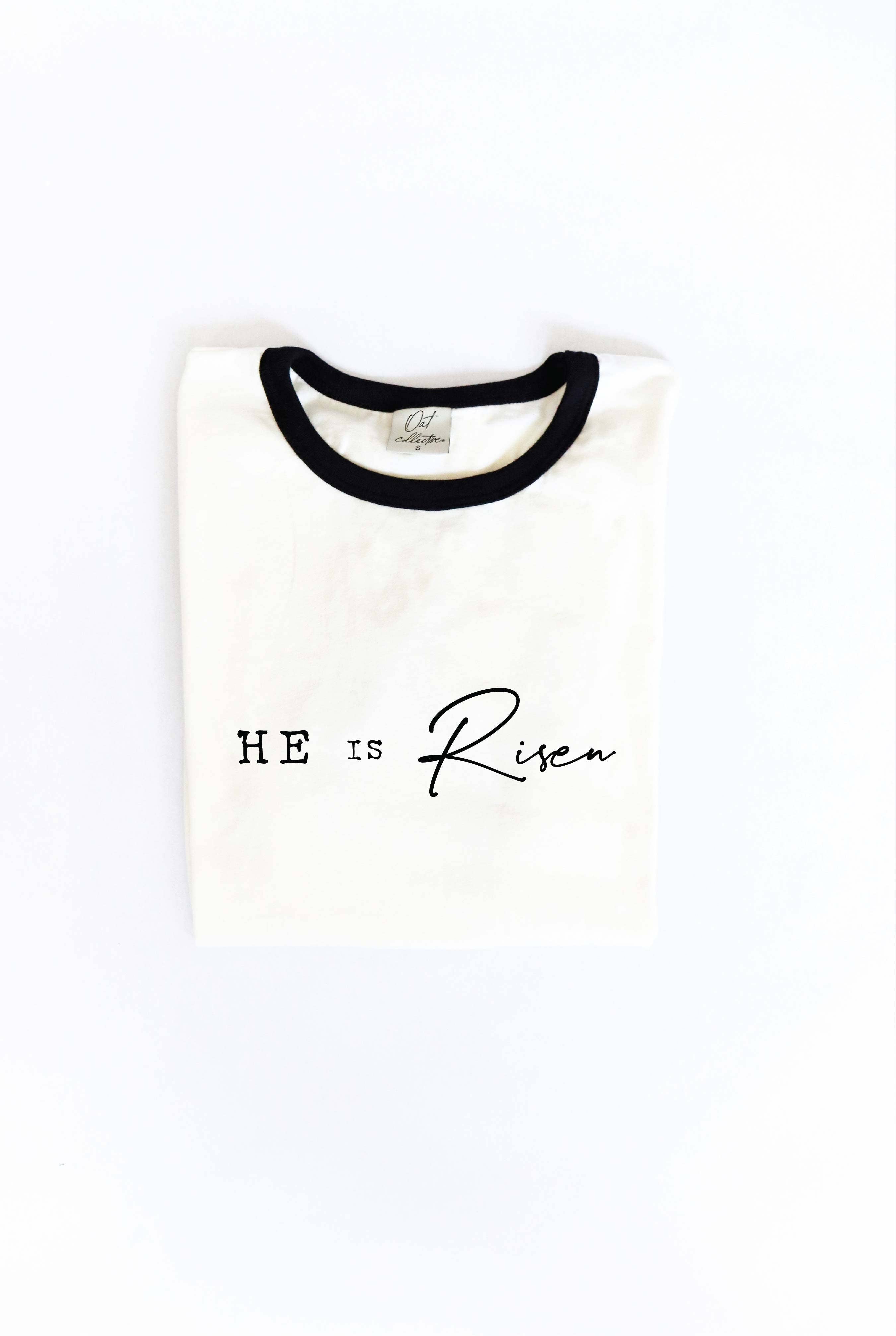 He Is Risen Ringer Graphic - Adult & Kids T-Shirts, Sweatshirts & Hoodies apparel design preview 1