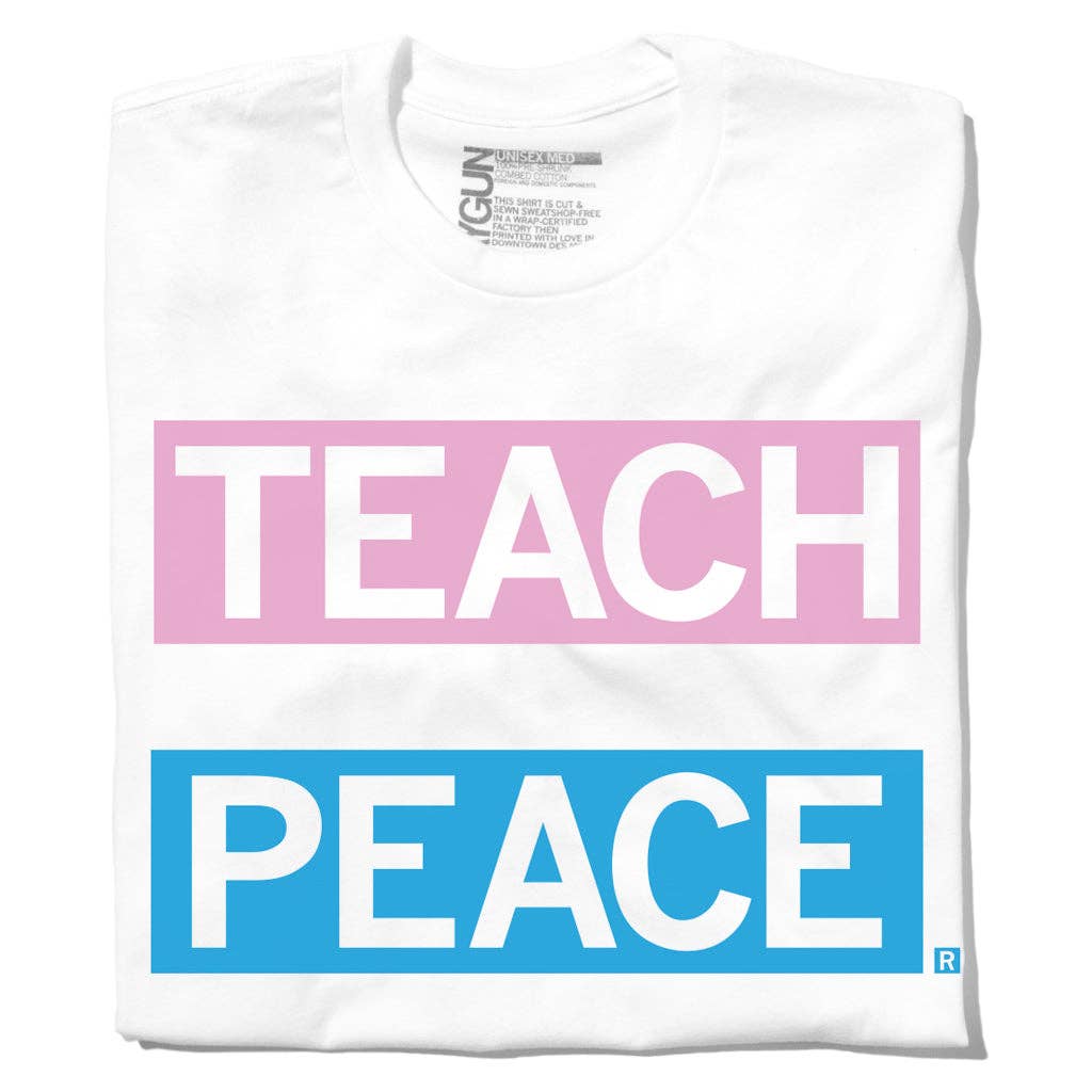 Teach Peace Trans Flag - Adult & Kids T-Shirts, Sweatshirts & Hoodies apparel design preview 1