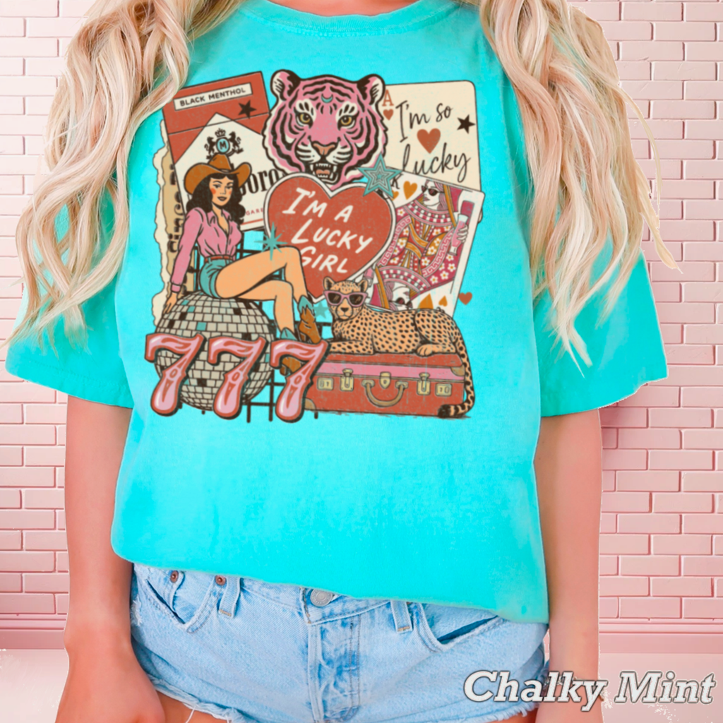 Lucky Girl Graphic Comfort Color - Adult & Kids T-Shirts, Sweatshirts & Hoodies apparel design preview 1