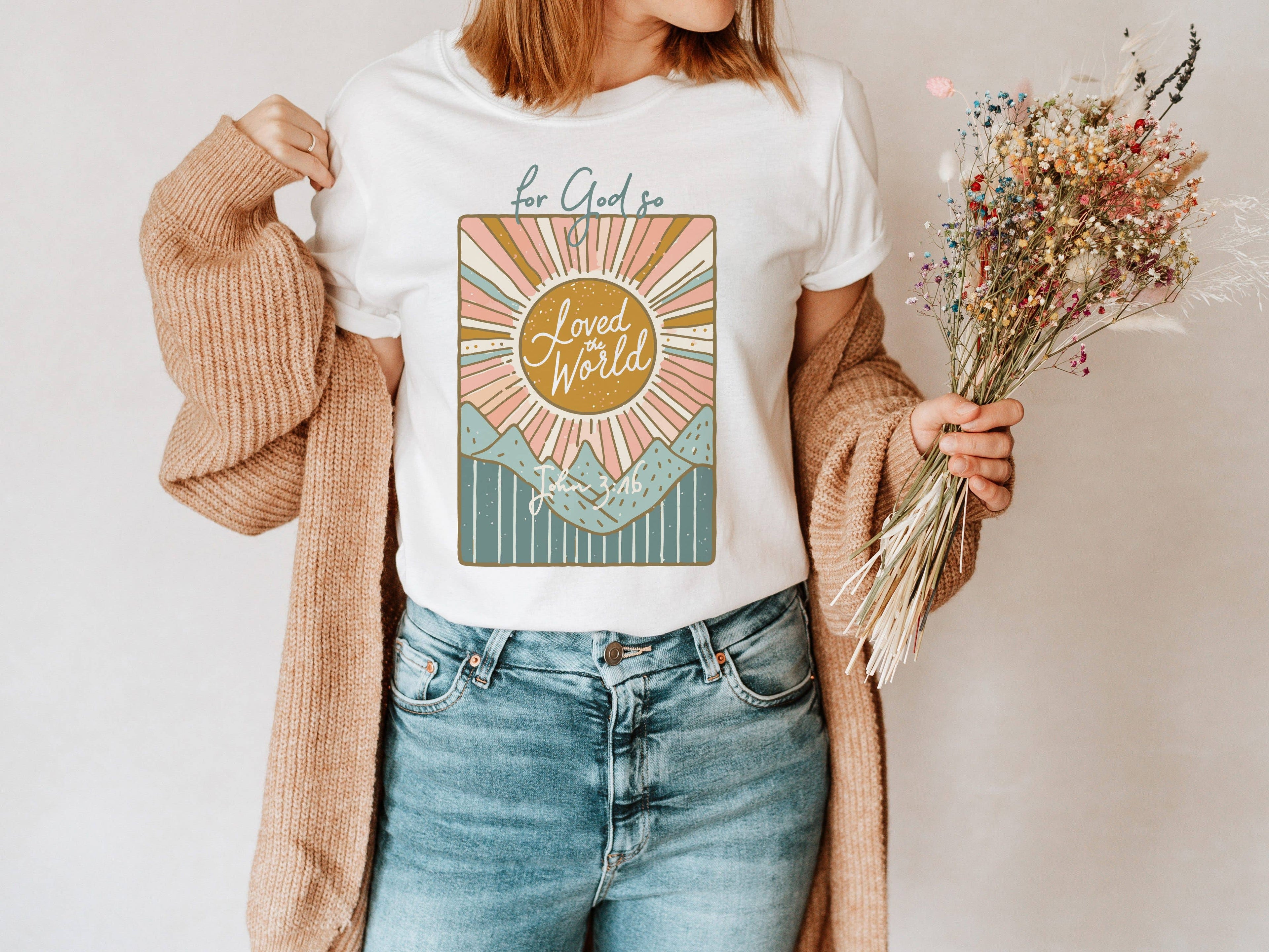 God So Loved the World Religious Graphic - Adult & Kids T-Shirts, Sweatshirts & Hoodies apparel design preview 1