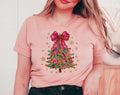 Coquette Christmas Tree Pink Bow Snow Flakes - Adult & Kids T-Shirts, Sweatshirts & Hoodies apparel design preview 1