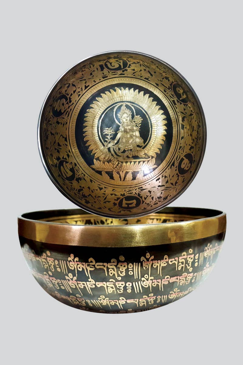 Hand-Carved Green Tara Singing Bowl (SB-41) - Adult & Kids T-Shirts, Sweatshirts & Hoodies apparel design preview 1