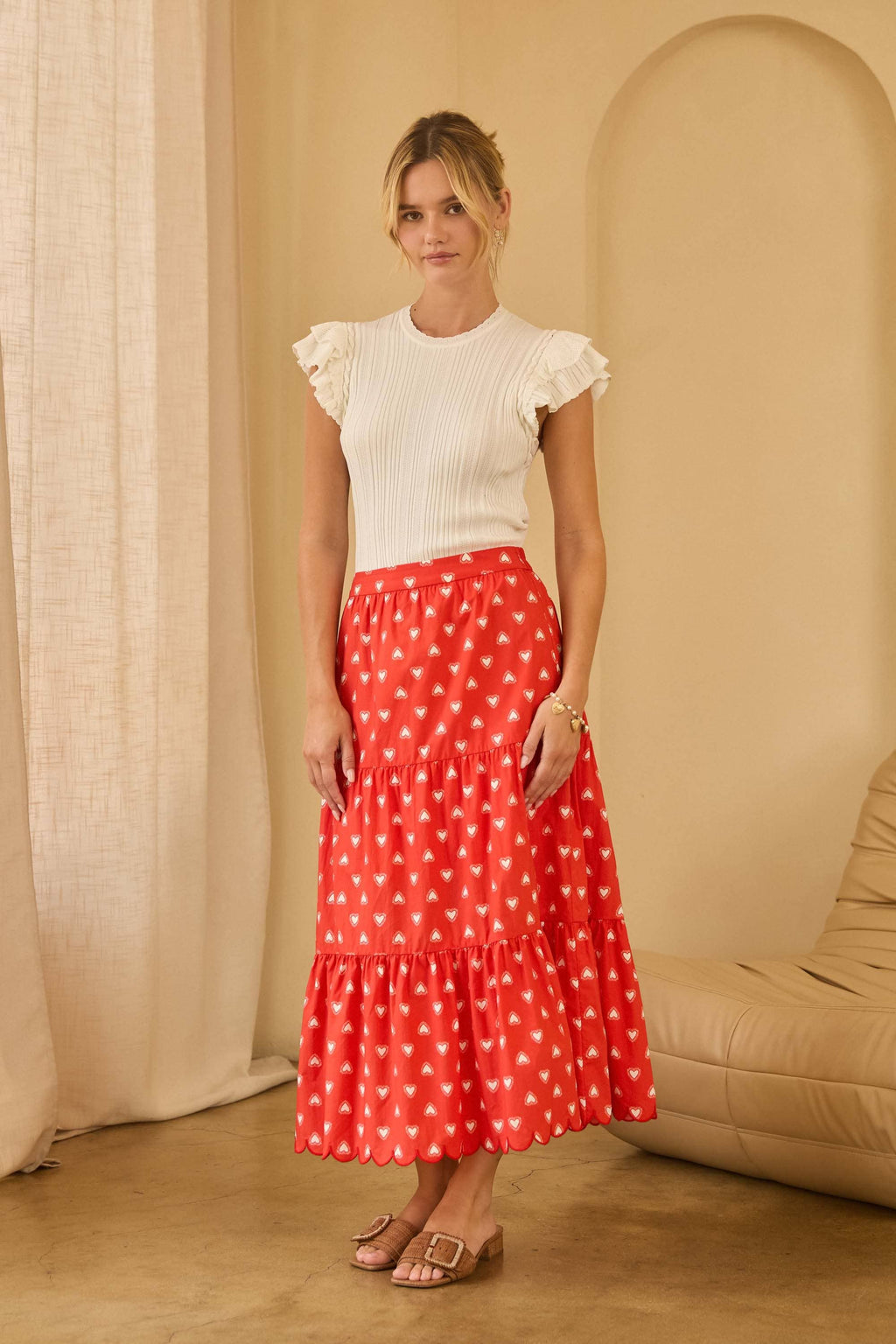 Heart Printed Poplin Tiered Midi Skirt - Adult & Kids T-Shirts, Sweatshirts & Hoodies apparel design preview 1