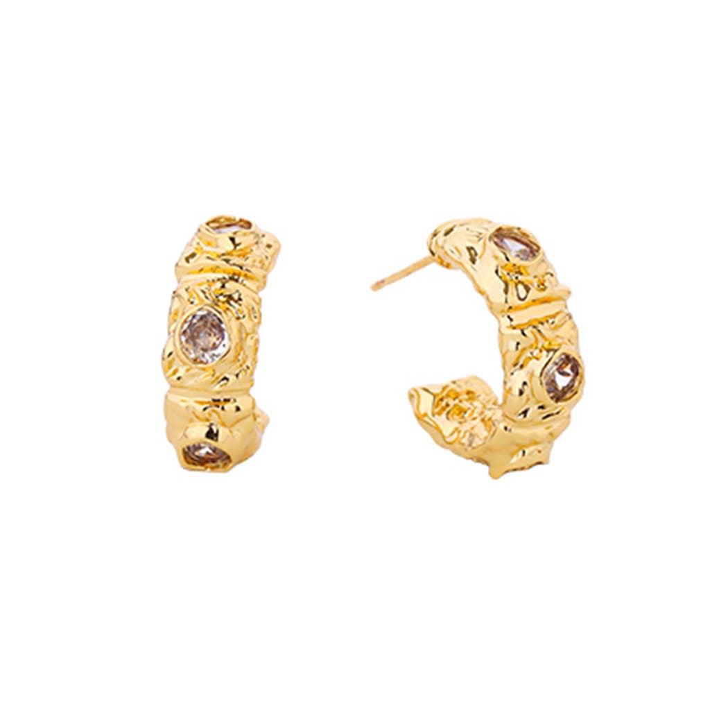14K Gold-Dipped Cz Textured Post Earring - Adult & Kids T-Shirts, Sweatshirts & Hoodies apparel design preview 1