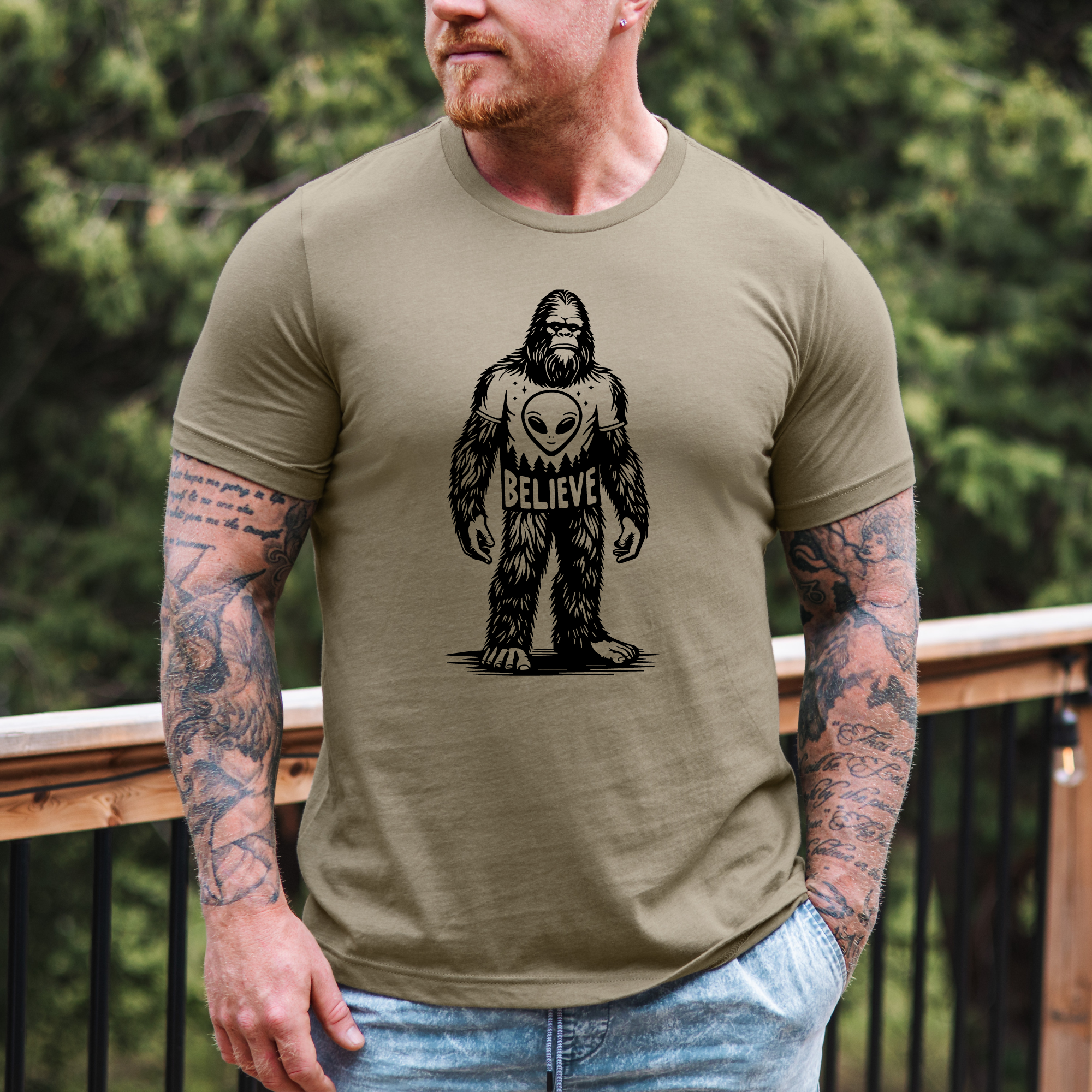 Bigfoot Aliens Graphic 269(Dtf) - Adult & Kids T-Shirts, Sweatshirts & Hoodies apparel design preview 1