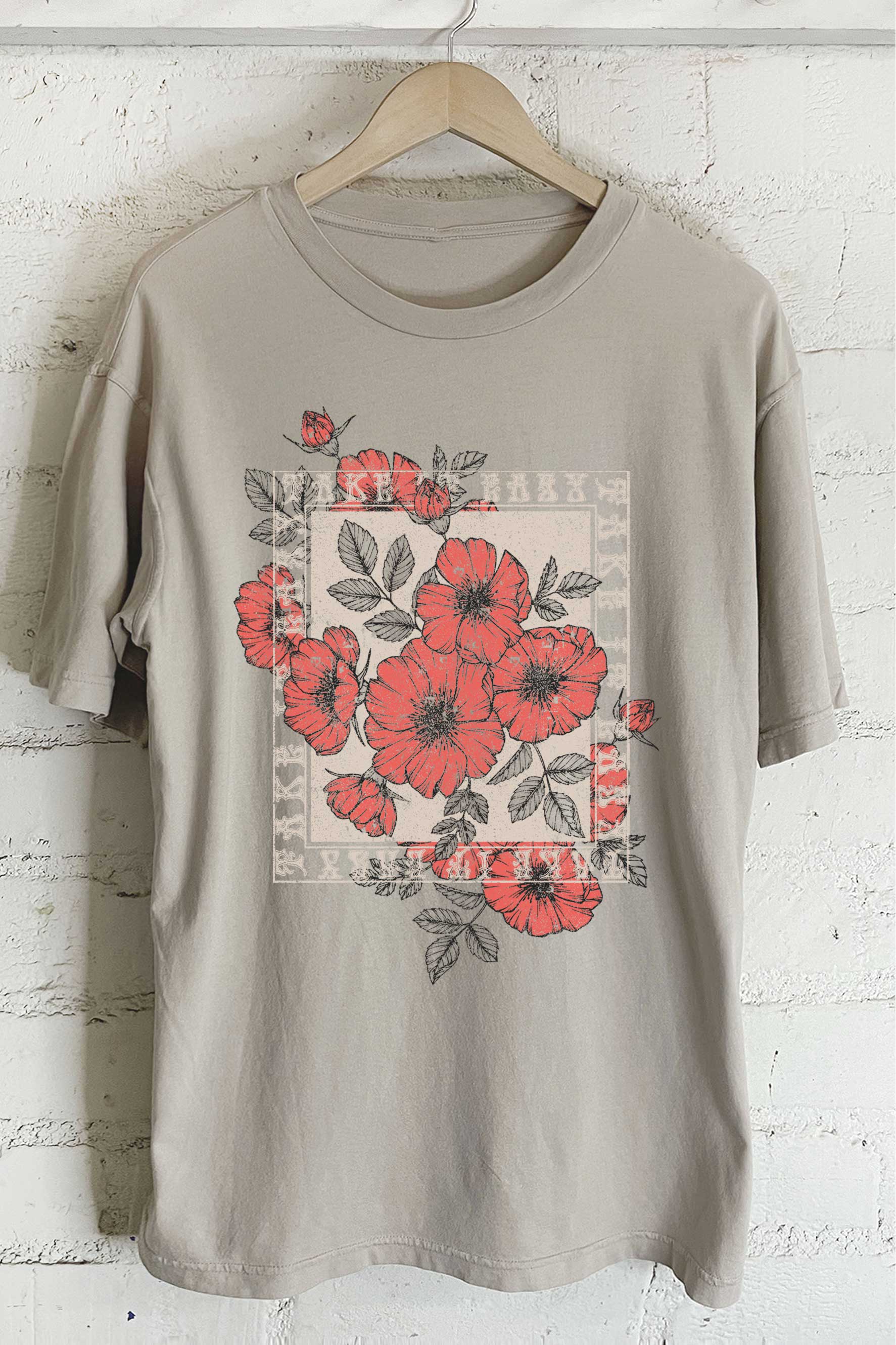 Take It Easy Vintage Flower Graphic Oversized - Adult & Kids T-Shirts, Sweatshirts & Hoodies apparel design preview 1