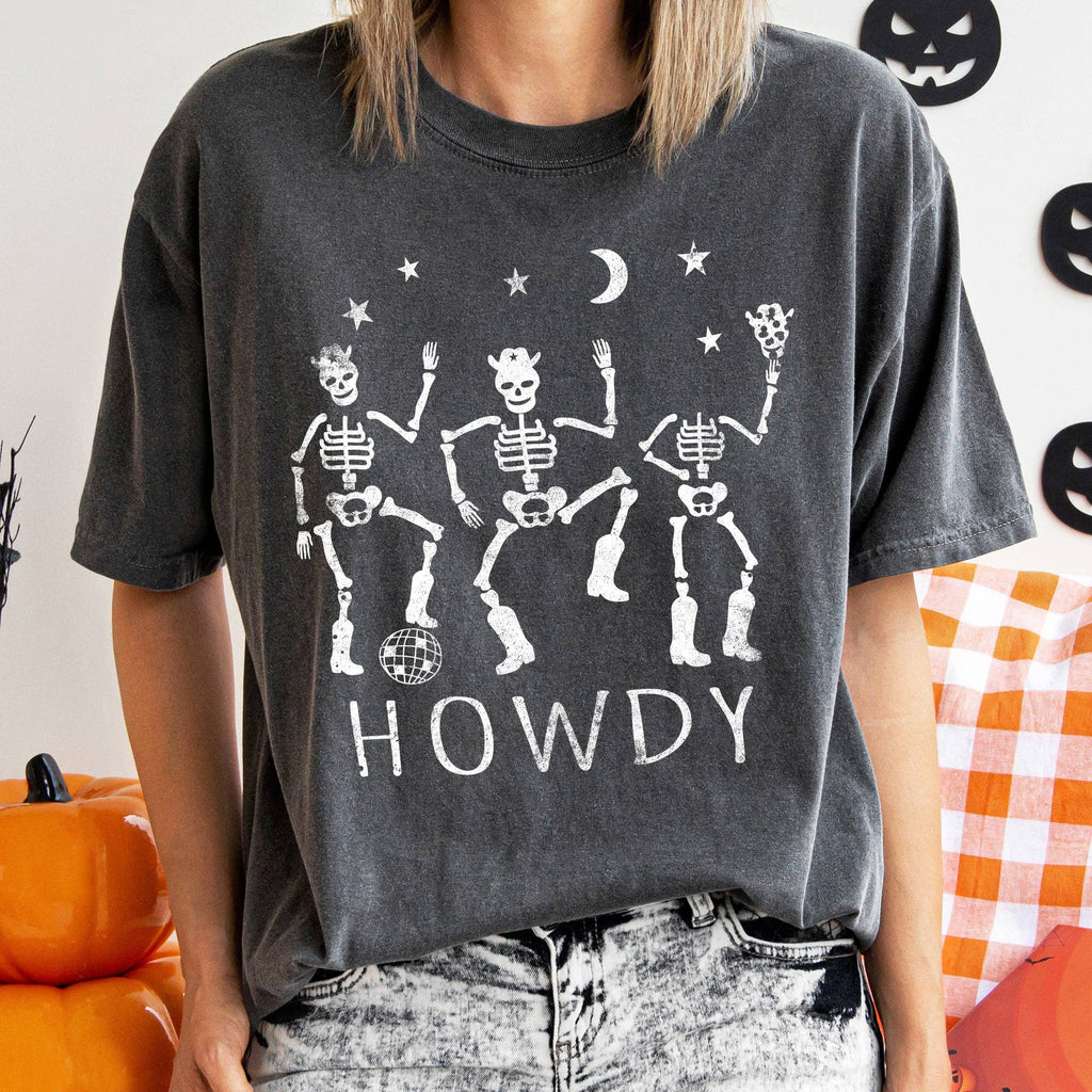 Howdy Skeletons Vintage Halloween - Adult & Kids T-Shirts, Sweatshirts & Hoodies apparel design preview 1