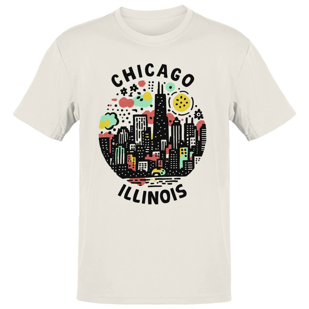 Chicago Illinois Skyline Art Men's - Adult & Kids T-Shirts, Sweatshirts & Hoodies apparel design preview 1