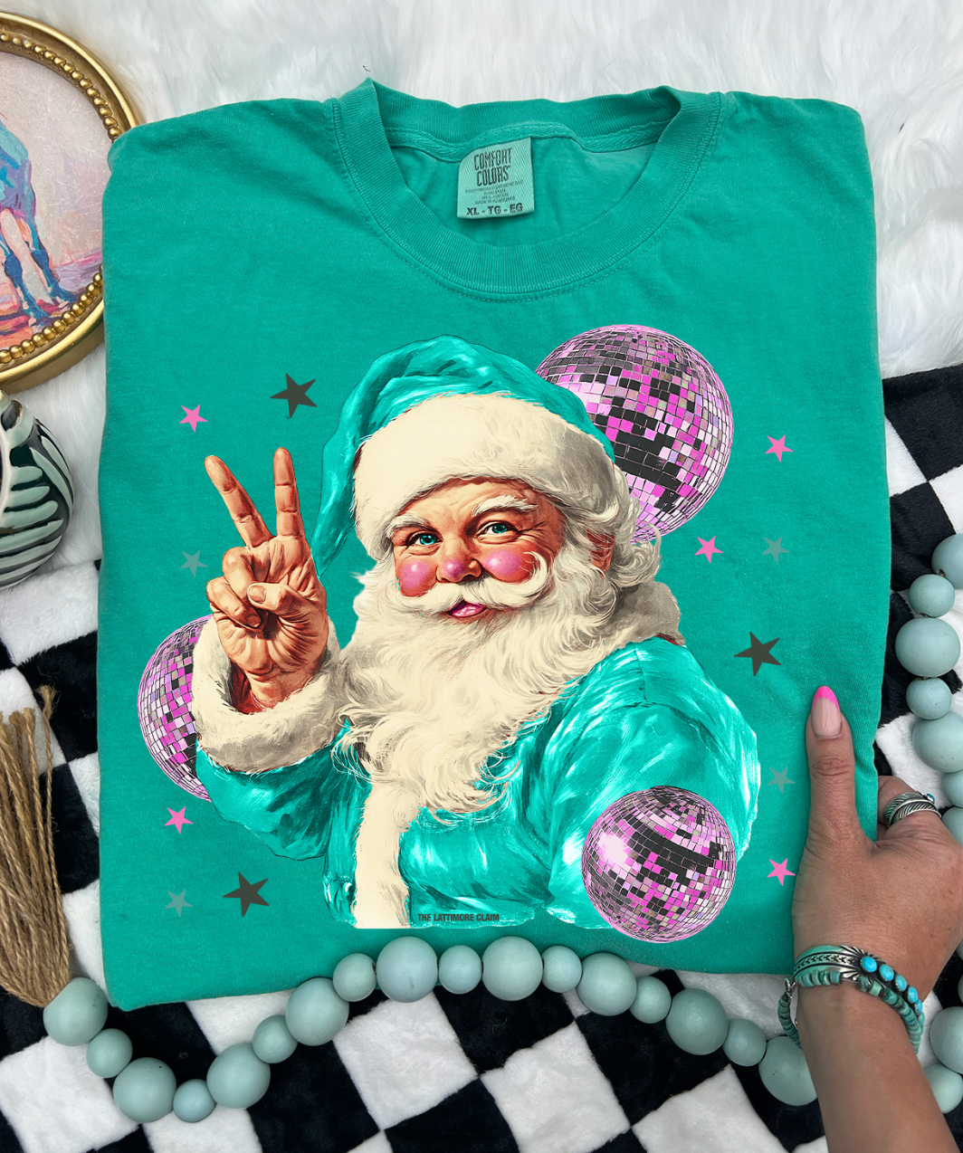 Disco Santa Peace Hand Multiple Options - Adult & Kids T-Shirts, Sweatshirts & Hoodies apparel design preview 1