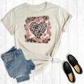 Valentine's Day Leopard Floral Heart Graphic - Adult & Kids T-Shirts, Sweatshirts & Hoodies apparel design preview 1