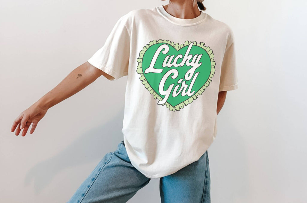 Lucky Girl Heart St Patricks Day Graphic - Adult & Kids T-Shirts, Sweatshirts & Hoodies apparel design preview 1