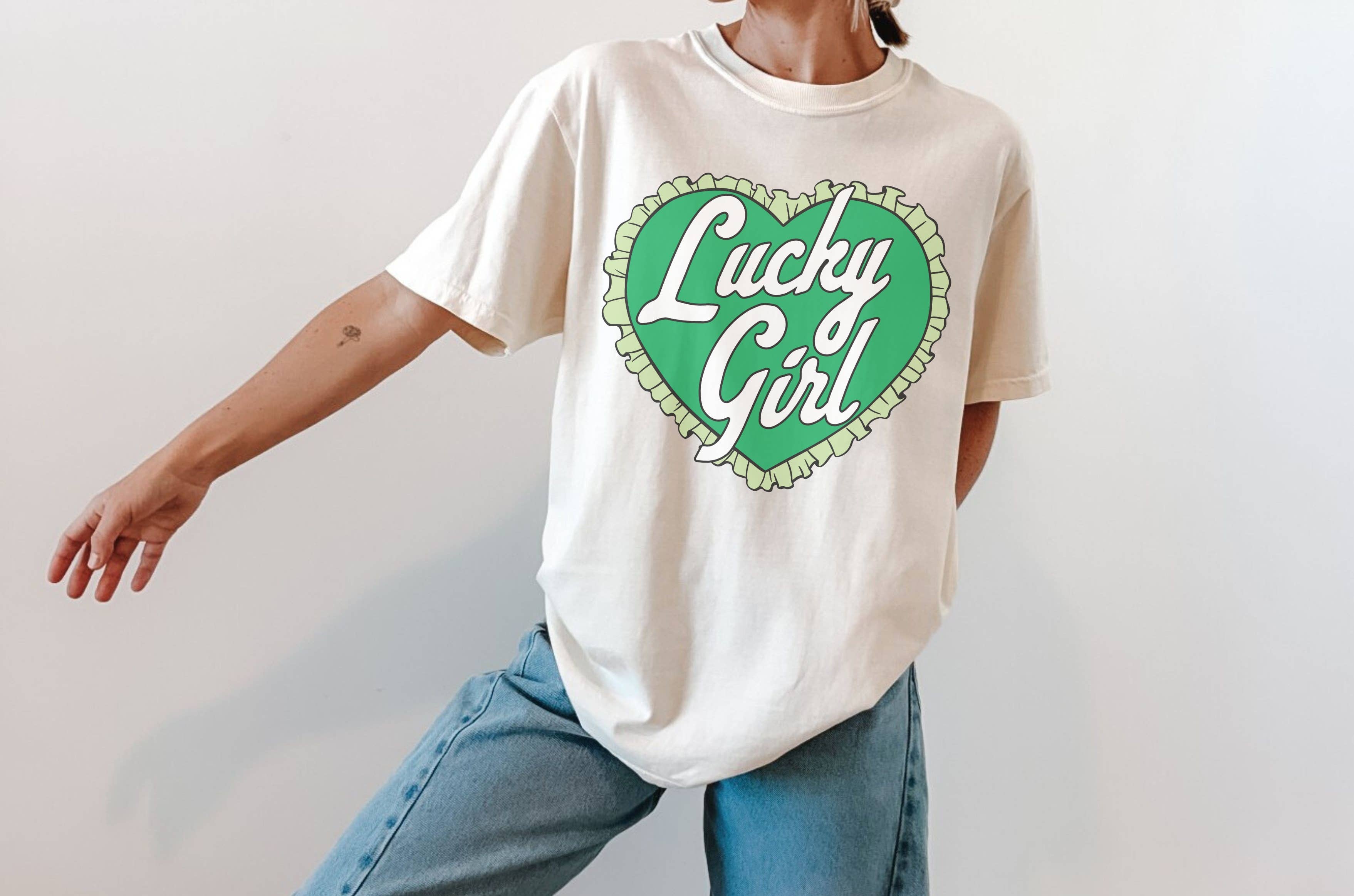 Lucky Girl Heart St Patricks Day Graphic - Adult & Kids T-Shirts, Sweatshirts & Hoodies apparel design preview 1