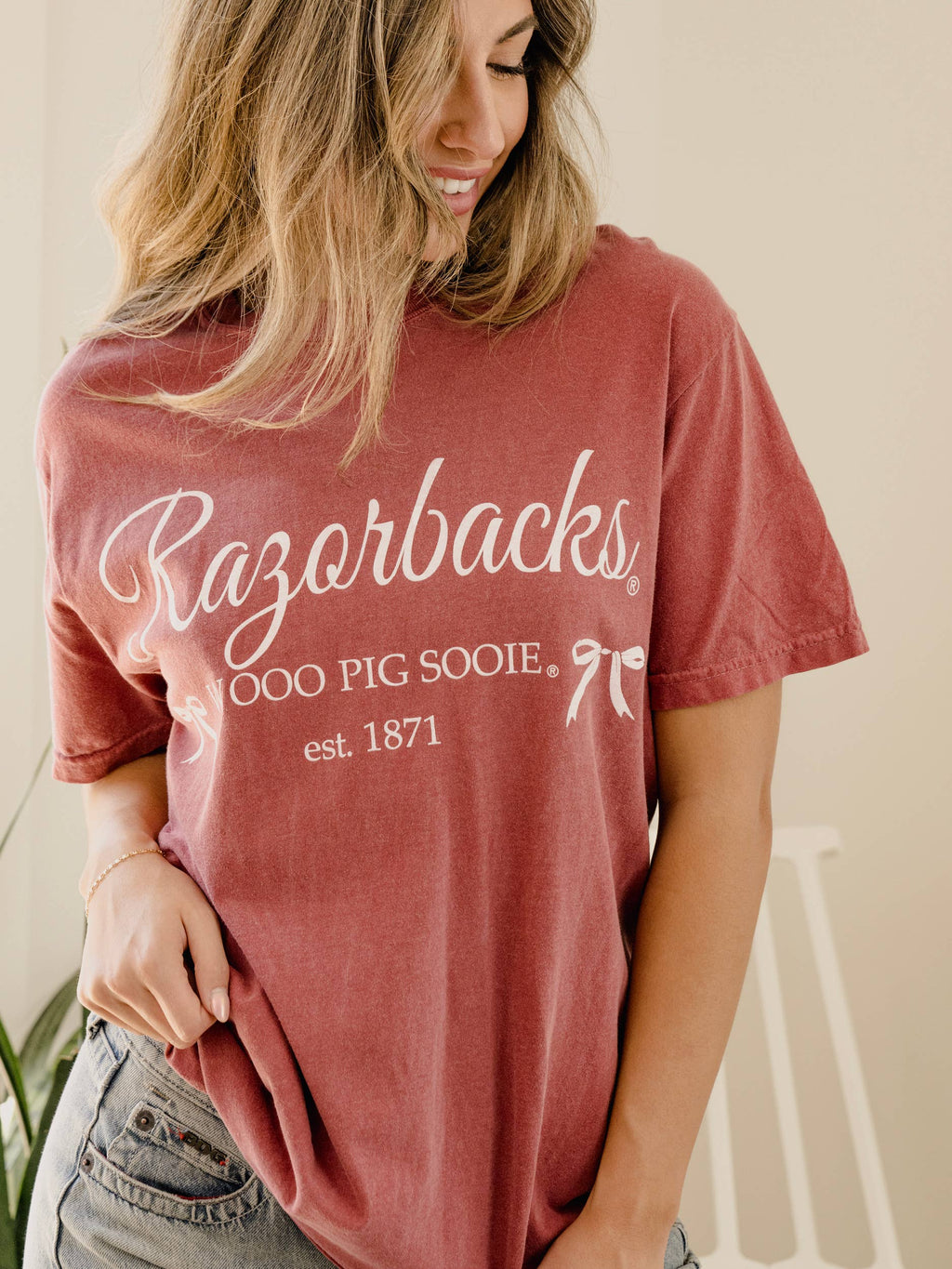 Arkansas Razorbacks Est. Bows Cardinal Comfort Colors - Adult & Kids T-Shirts, Sweatshirts & Hoodies apparel design preview 1