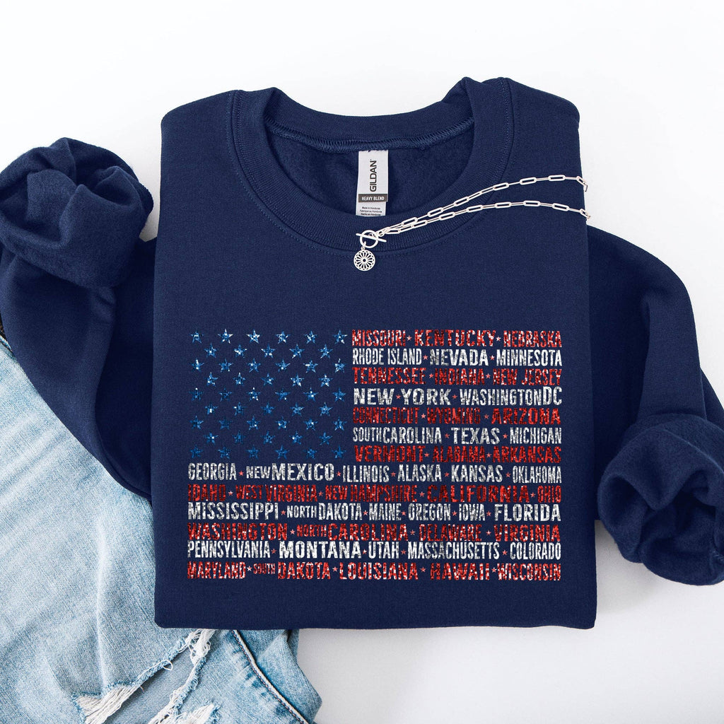 American Flag, States, USA, Patriotic 4th of July - Adult & Kids T-Shirts, Sweatshirts & Hoodies apparel design preview 1