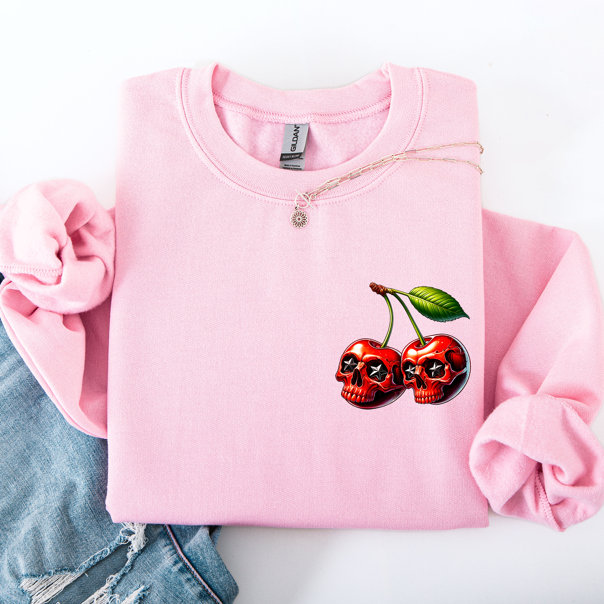 Spooky Skull Cherries, Halloween, Skeleton, Stars - Adult & Kids T-Shirts, Sweatshirts & Hoodies apparel design preview 1