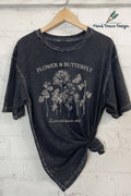 Flower and Butterfly-Hand Drawn - Adult & Kids T-Shirts, Sweatshirts & Hoodies apparel design preview 1