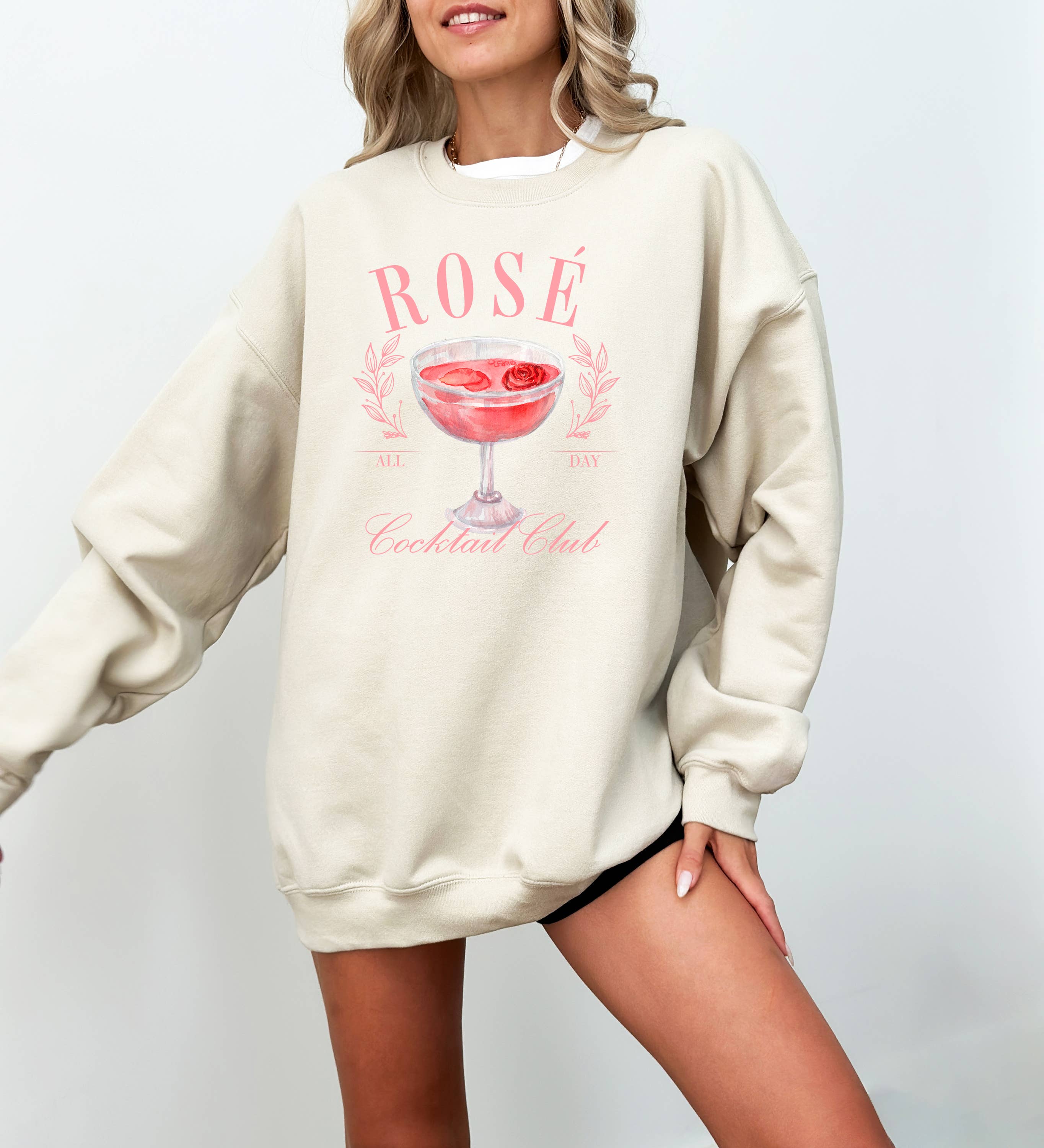 Rose Social Club, Cocktail Time, Wine, Girly, Women's - Adult & Kids T-Shirts, Sweatshirts & Hoodies apparel design preview 1