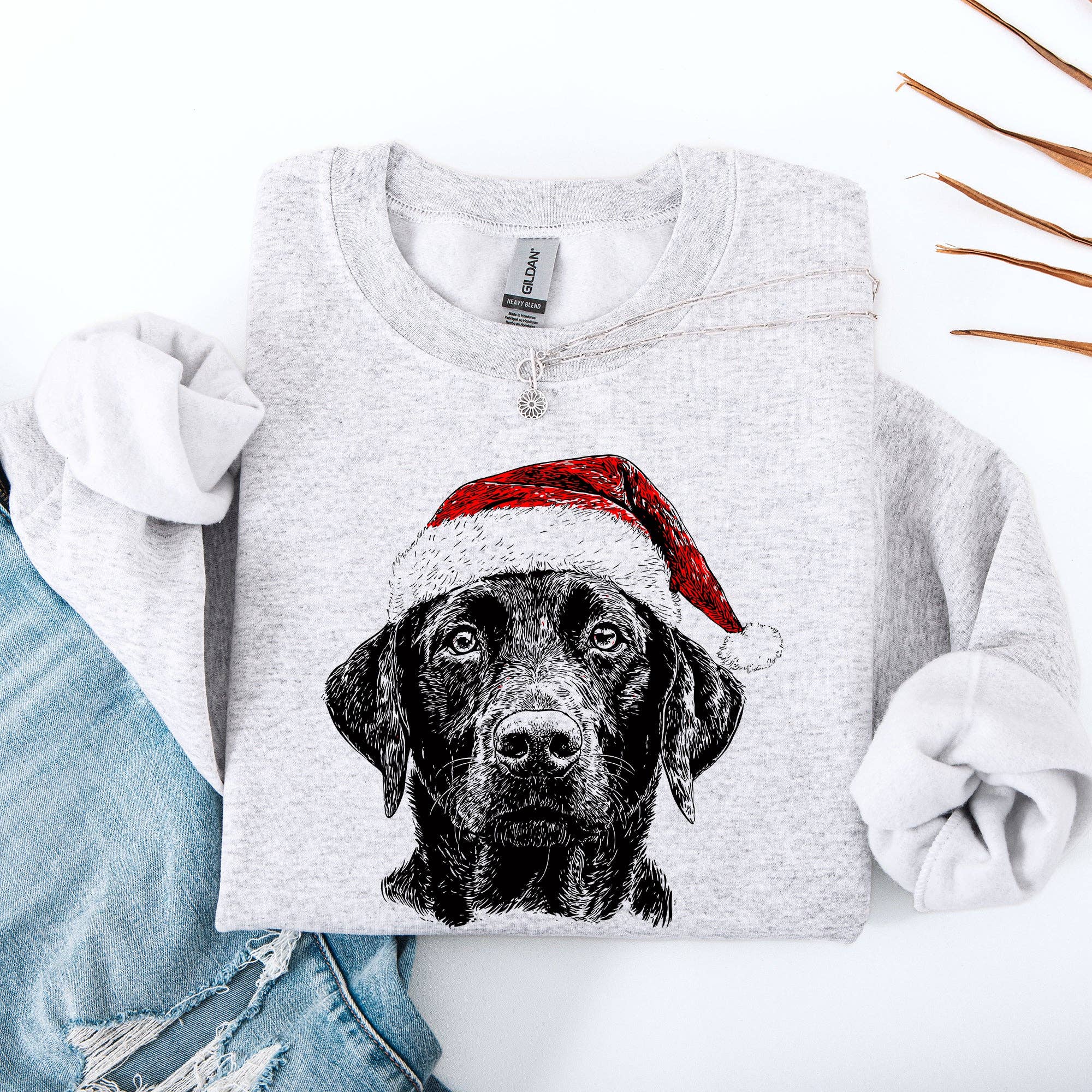 Black Lab, Santa, Labrador Dog, Christmas, Pet - Adult & Kids T-Shirts, Sweatshirts & Hoodies apparel design preview 1