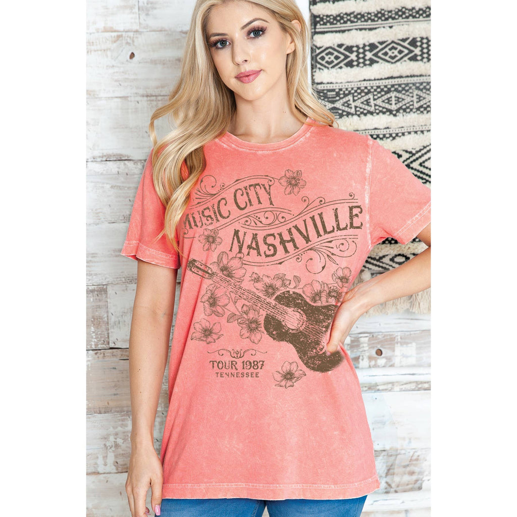 Nashville Music Tour 1987 Vintage Mineral Wash - Adult & Kids T-Shirts, Sweatshirts & Hoodies apparel design preview 1