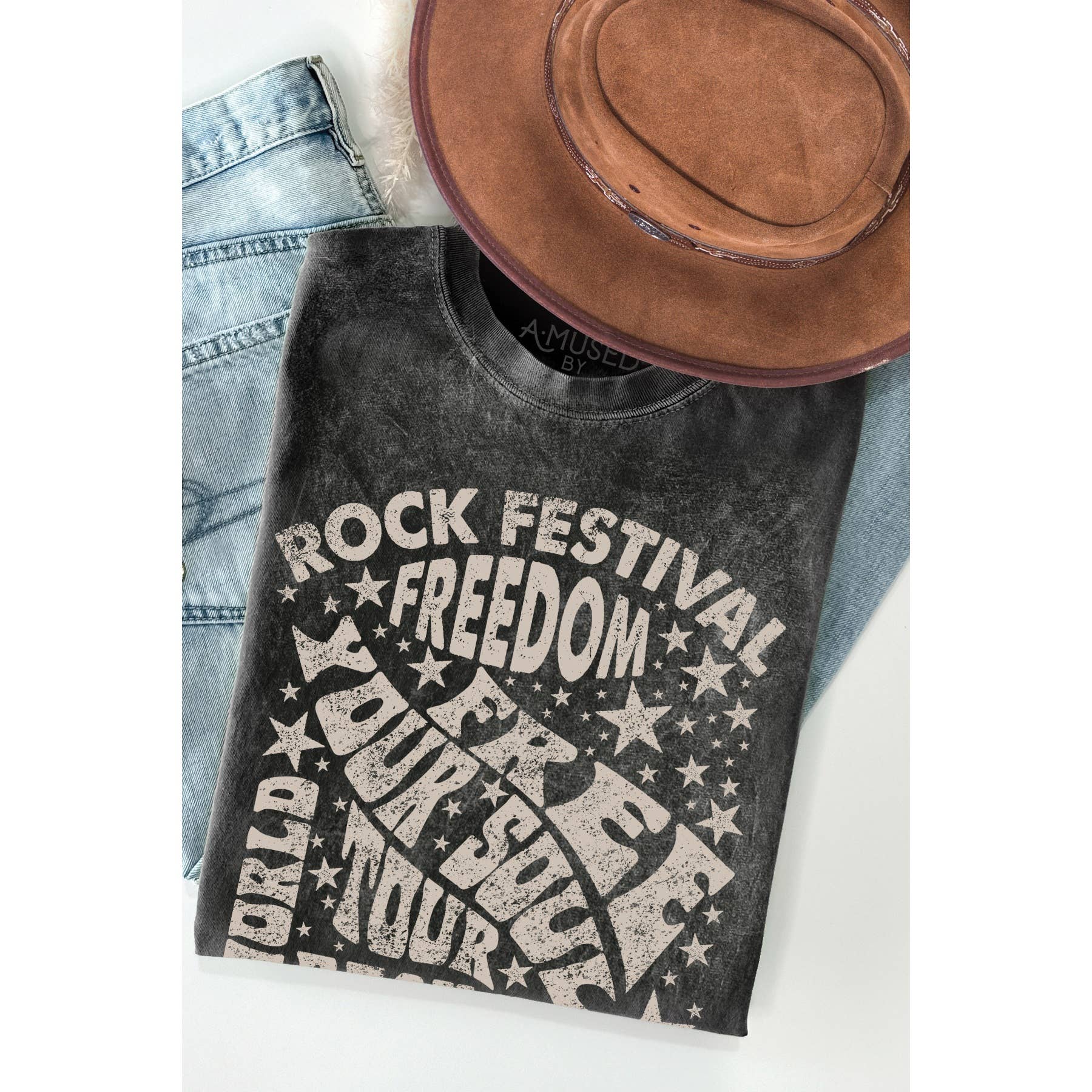 Rock Festival Freedom Mineral Wash - Adult & Kids T-Shirts, Sweatshirts & Hoodies apparel design preview 1