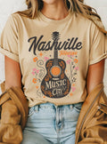 Nashville Music City Floral Guitar Graphic - Adult & Kids T-Shirts, Sweatshirts & Hoodies apparel design preview 1
