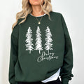 Merry Christmas, Sketched Pine Trees, Minimalist - Adult & Kids T-Shirts, Sweatshirts & Hoodies apparel design preview 1