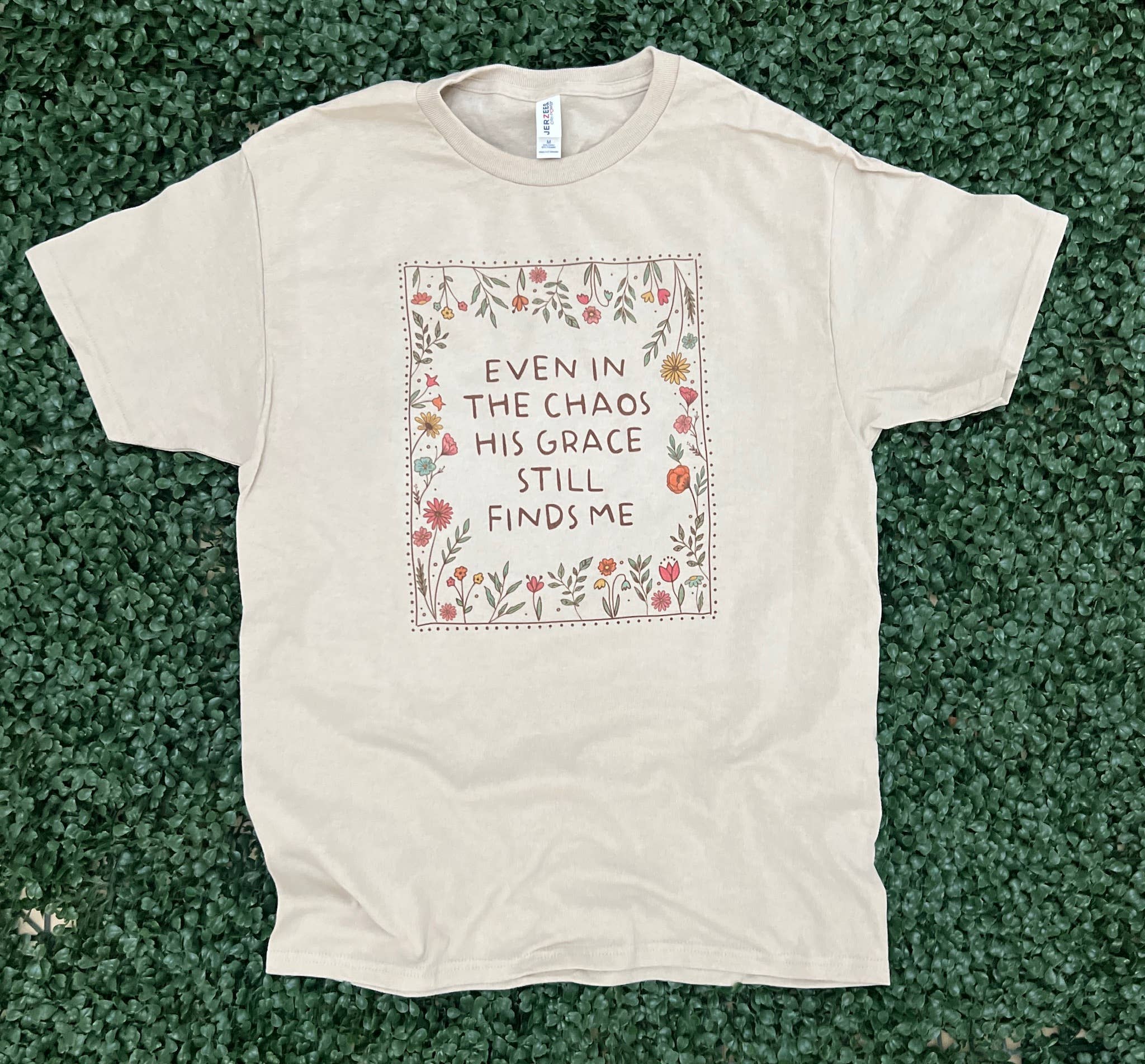 Even in the Chaos His Grace Still Finds Me On Sand - Adult & Kids T-Shirts, Sweatshirts & Hoodies apparel design preview 1