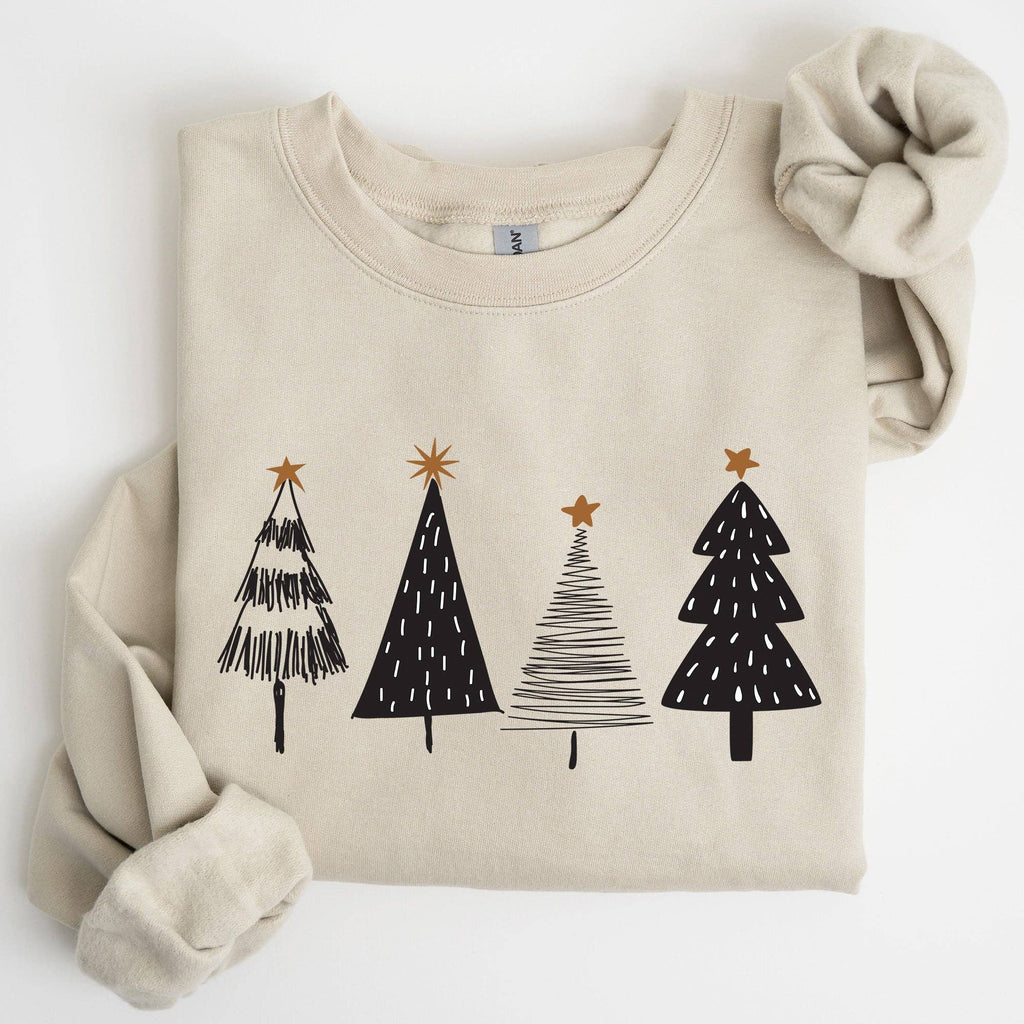 Minimalist Christmas Trees, Winter, Snow, Santa - Adult & Kids T-Shirts, Sweatshirts & Hoodies apparel design preview 1
