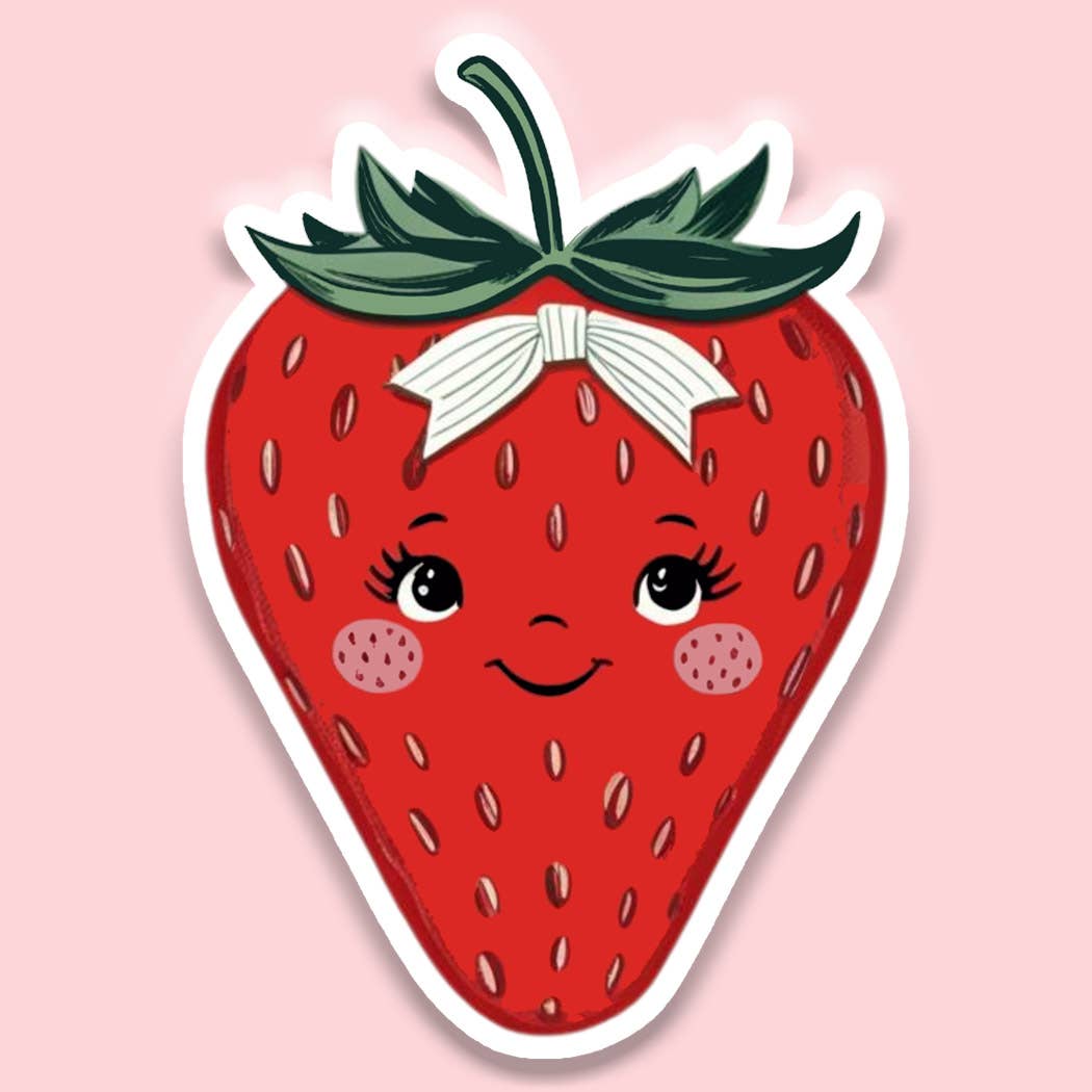 Vintage Strawberry Sticker Decal, - Adult & Kids T-Shirts, Sweatshirts & Hoodies apparel design preview 1