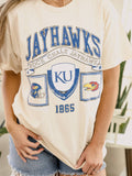 Ku Kansas Jayhawks Prep Patch Off White Thrifted - Adult & Kids T-Shirts, Sweatshirts & Hoodies apparel design preview 1
