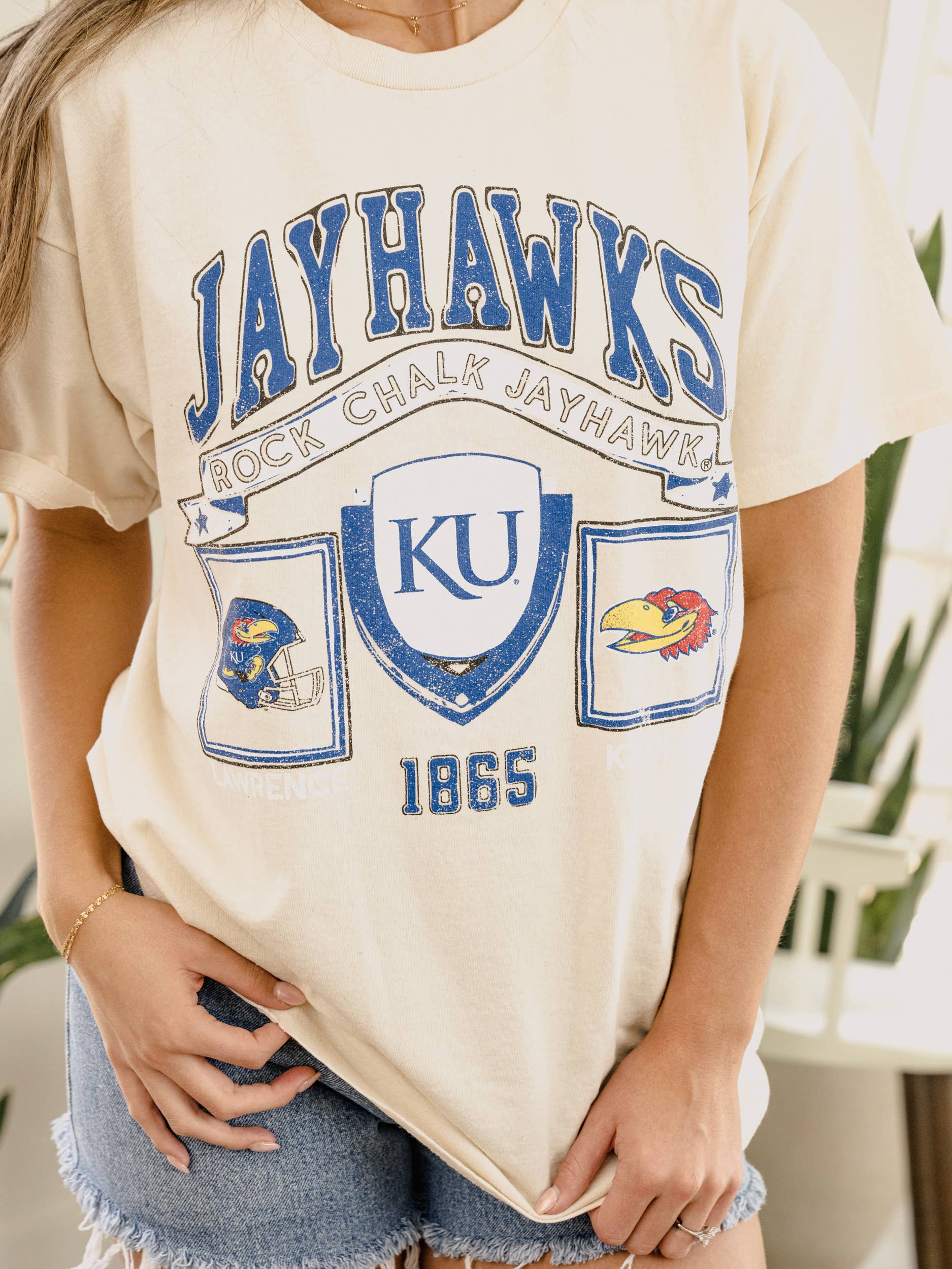 Ku Kansas Jayhawks Prep Patch Off White Thrifted - Adult & Kids T-Shirts, Sweatshirts & Hoodies apparel design preview 1