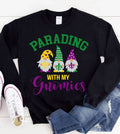 Parading with My Gnomies Mardi Gras Fun Nola - Adult & Kids T-Shirts, Sweatshirts & Hoodies apparel design preview 1