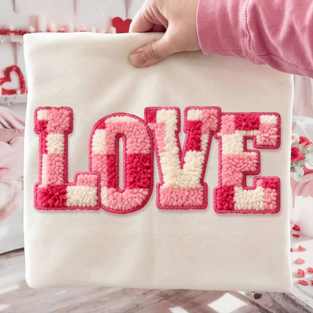 Faux Chenille Checkered Love - Adult & Kids T-Shirts, Sweatshirts & Hoodies apparel design preview 1