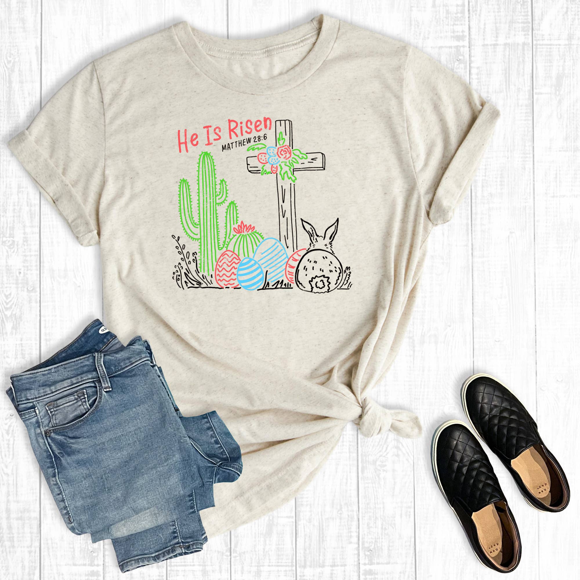 Western Easter He Is Risen Graphic - Adult & Kids T-Shirts, Sweatshirts & Hoodies apparel design preview 1