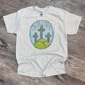 He Is Risen Three Crosses On Ash Gray - Adult & Kids T-Shirts, Sweatshirts & Hoodies apparel design preview 1