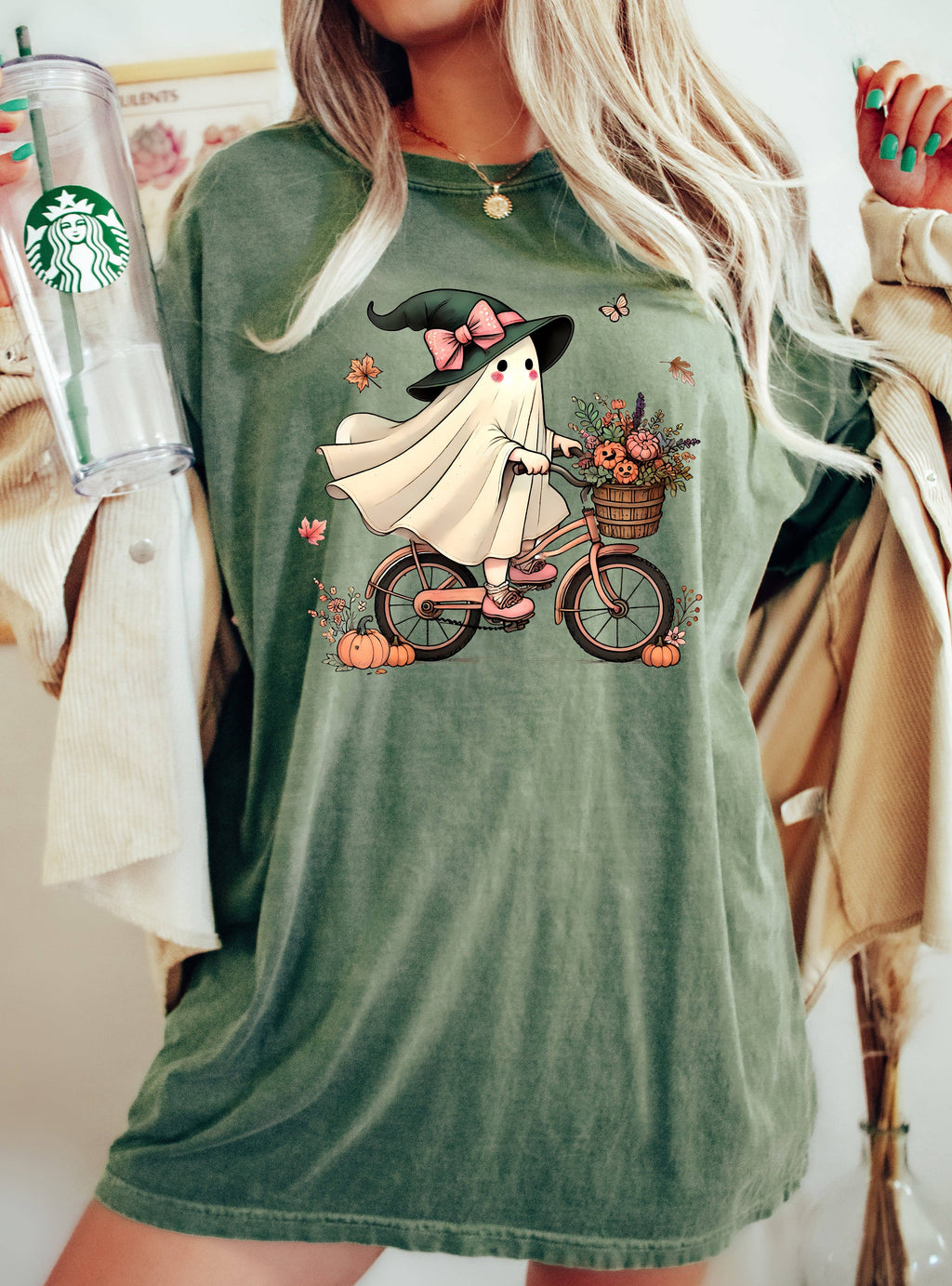 Ghost, Bicycle, Skeleton, Vintage, Western, Halloween - Adult & Kids T-Shirts, Sweatshirts & Hoodies apparel design preview 1