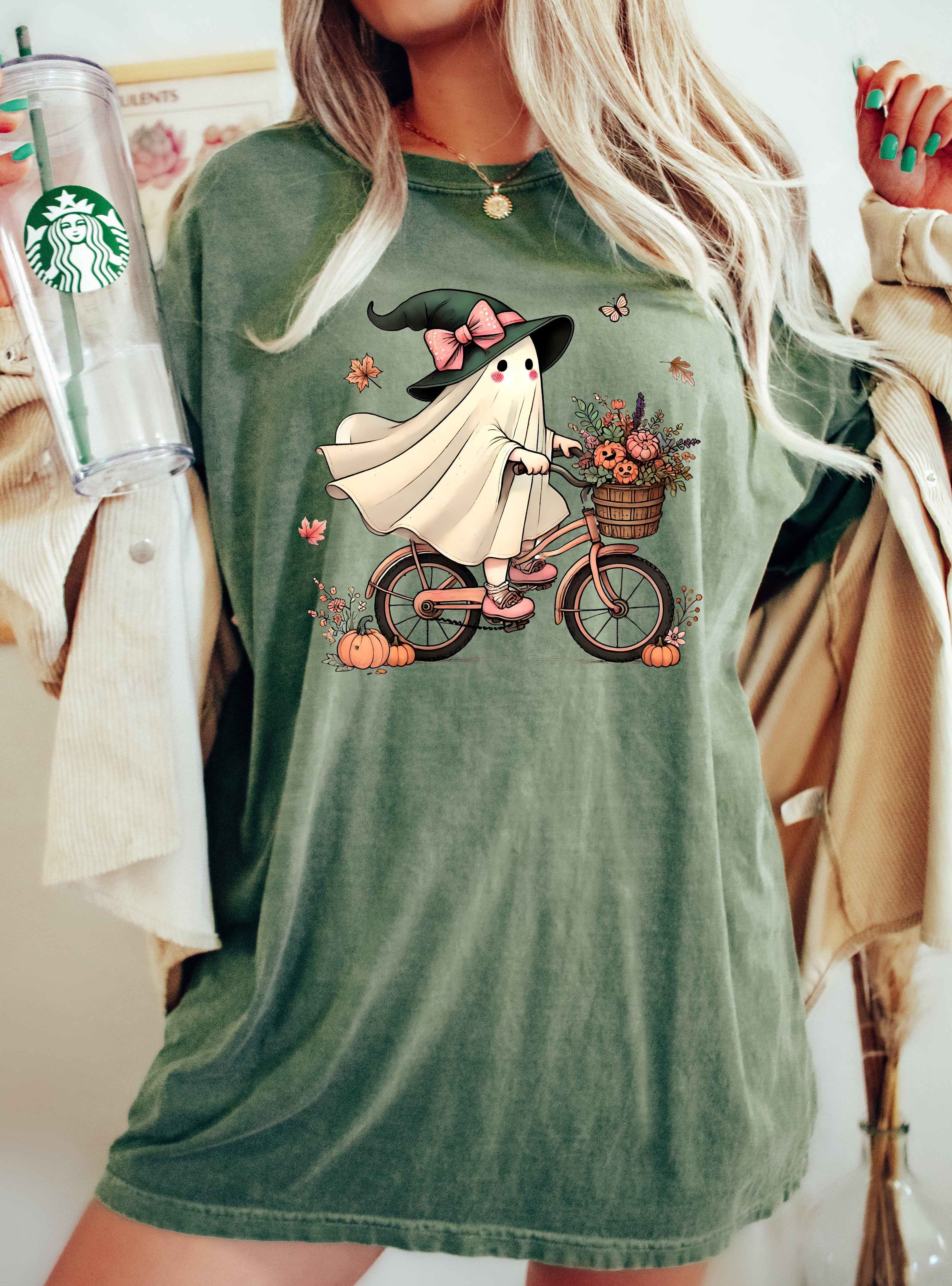 Ghost, Bicycle, Skeleton, Vintage, Western, Halloween - Adult & Kids T-Shirts, Sweatshirts & Hoodies apparel design preview 1