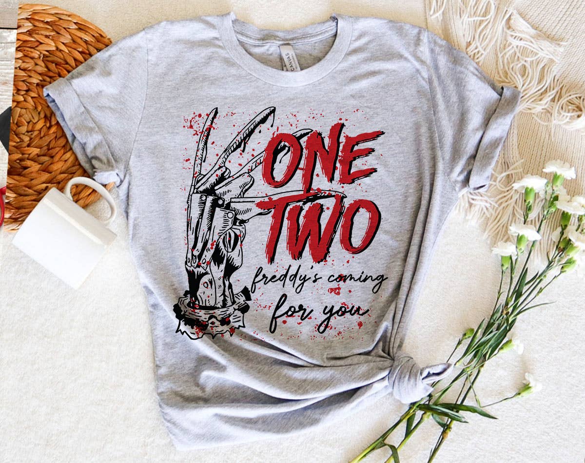 One Two Freddy's Coming For You Halloween Horror - Adult & Kids T-Shirts, Sweatshirts & Hoodies apparel design preview 1