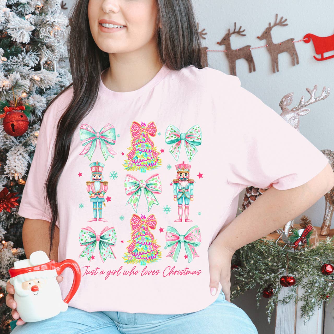 Just A Girl Who Loves Christmas - Adult & Kids T-Shirts, Sweatshirts & Hoodies apparel design preview 1