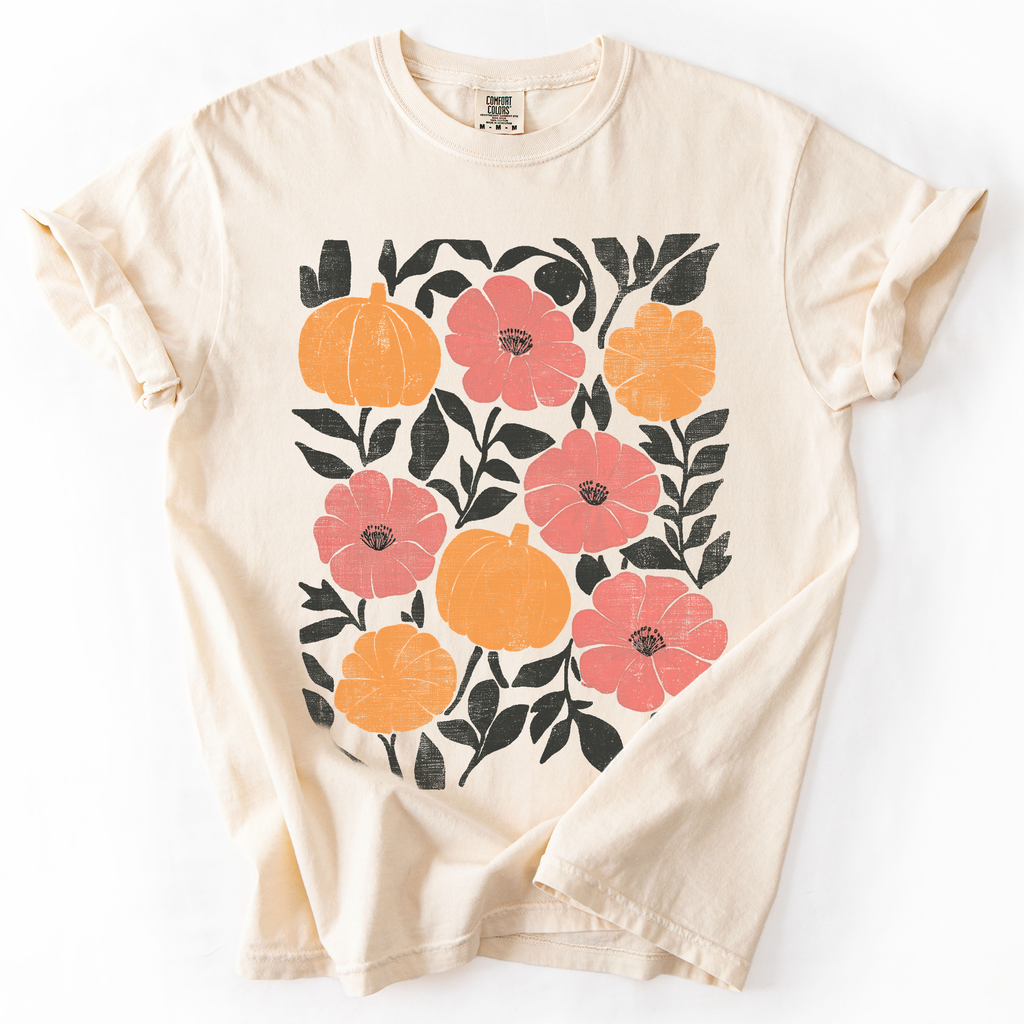 Flowers and Pumpkins Watercolor Beautiful Autumn Fall - Adult & Kids T-Shirts, Sweatshirts & Hoodies apparel design preview 1