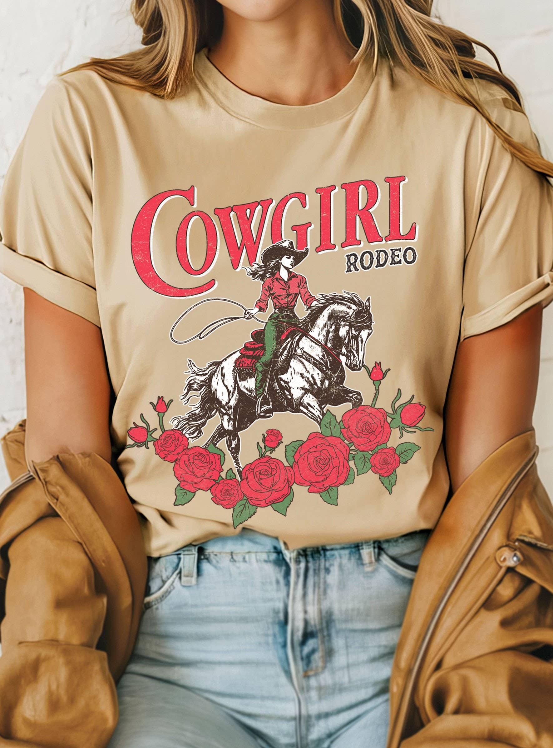 Cowgirl Rodeo Roses Graphic - Adult & Kids T-Shirts, Sweatshirts & Hoodies apparel design preview 1